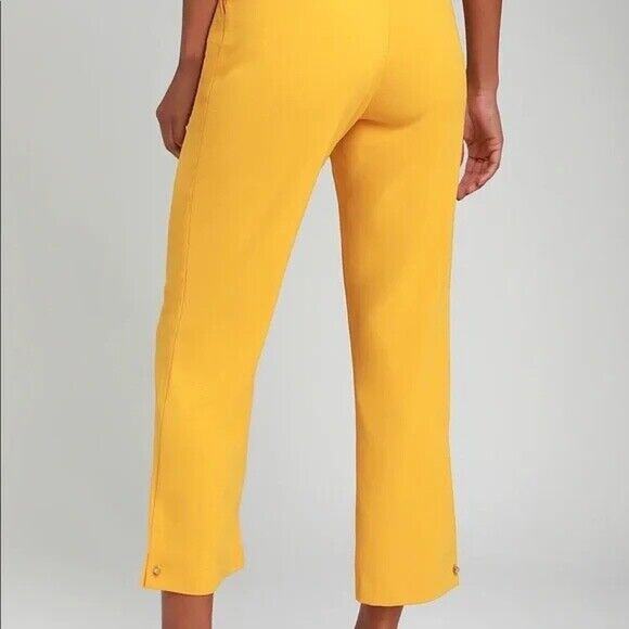 Lulu’s Yellow Cropped Slits Pleated Work Career Pants Slacks Zipper Size Small - Picture 11 of 15